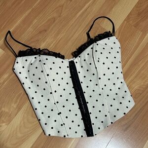 Elegant Black and light yellow Polka Dot corset